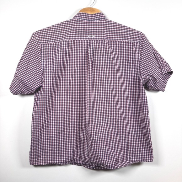 Ariat Pro Series Mens XXL Button Down Short Sleeve Gingham Check Shirt Red White - Picture 6 of 8